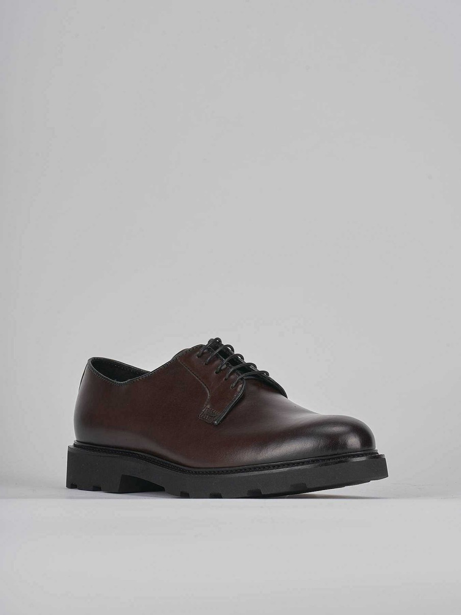 Hombre Barca | Zapatos Con Cordones Piel Marron Oscuro