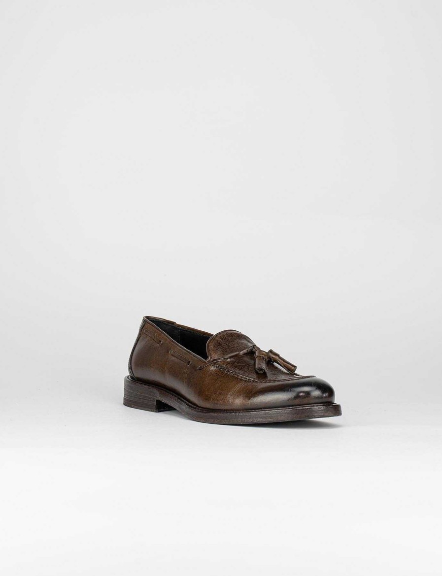 Hombre Barca | Mocasines Tacon 1 Cm Piel Marron Oscuro