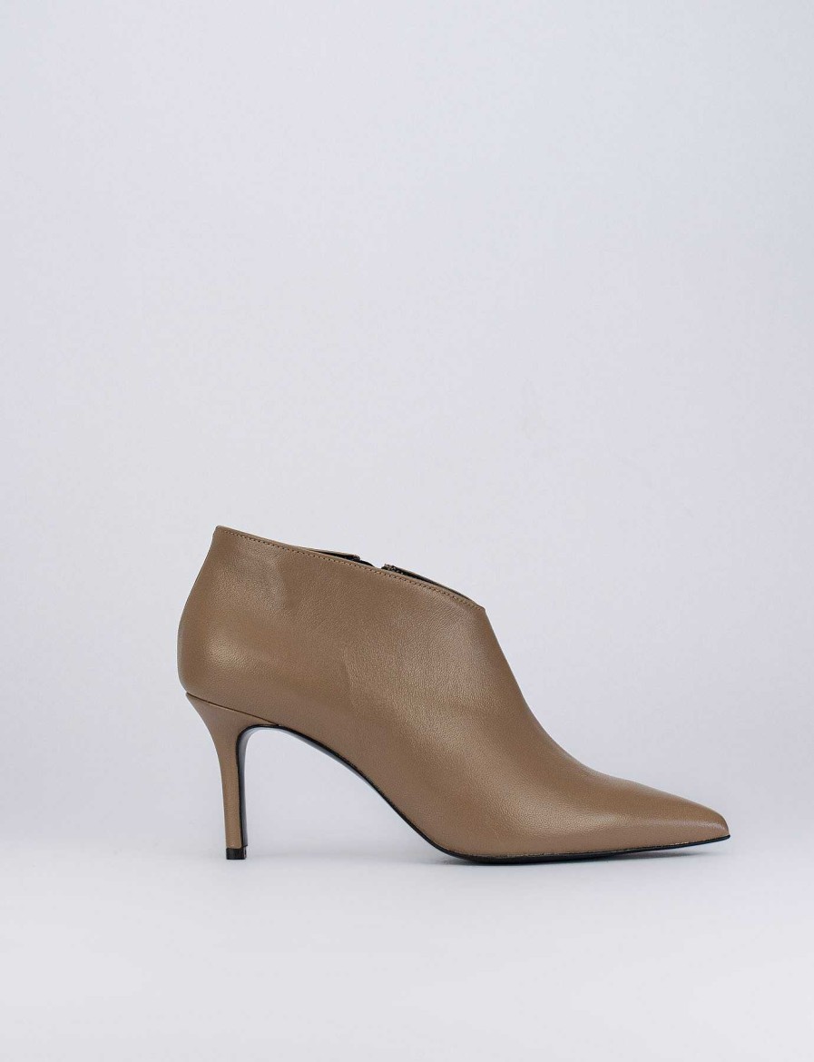 Mujer Barca | Botines Tacon Tacon 5 Cm Piel Beige