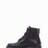 Mujer Barca | Botas Militares Tacon 2 Cm Cuero Negro