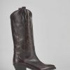 Mujer Barca | Botas Tacon Bajo Tacon 3 Cm Piel Marron Oscuro