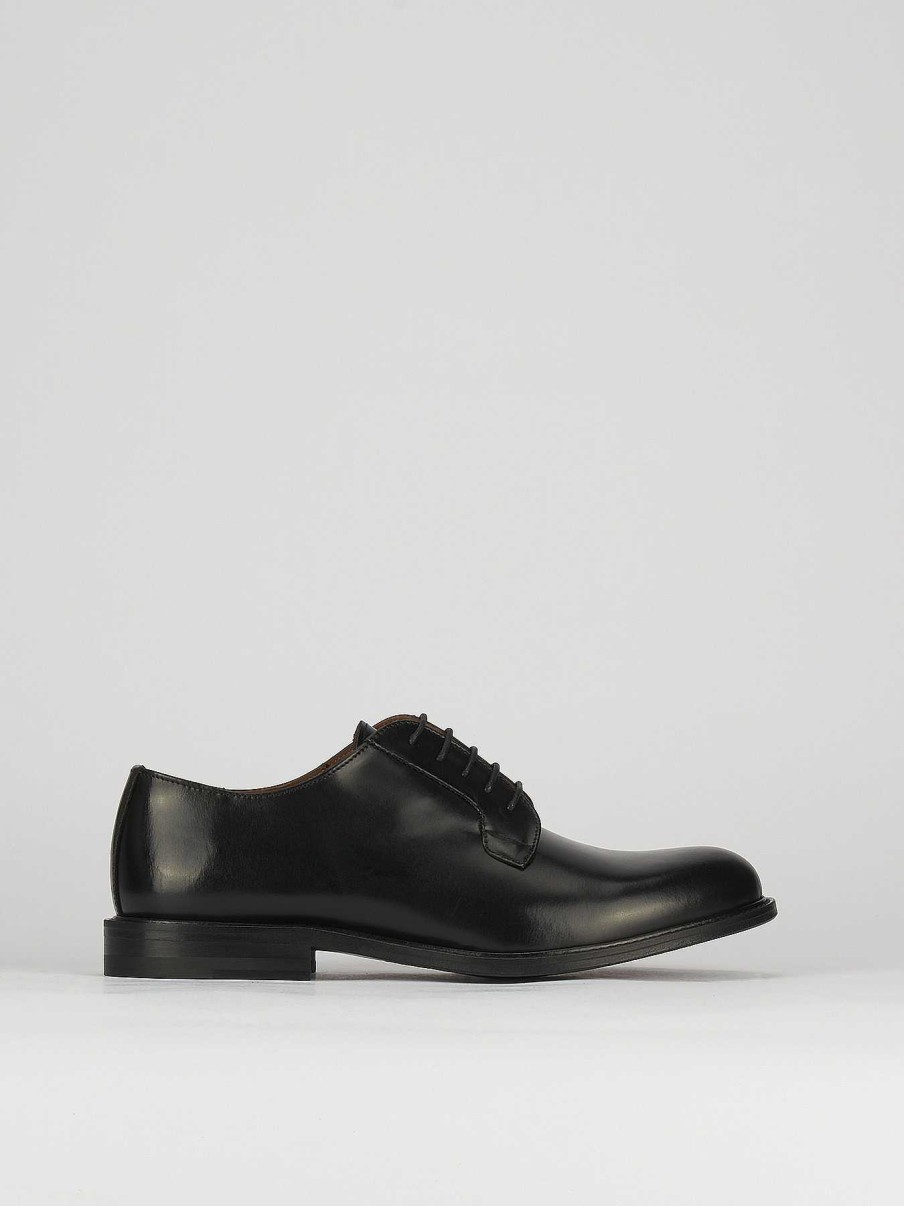 Hombre Barca | Zapatos Con Cordones Tacon 2 Cm Piel Negro