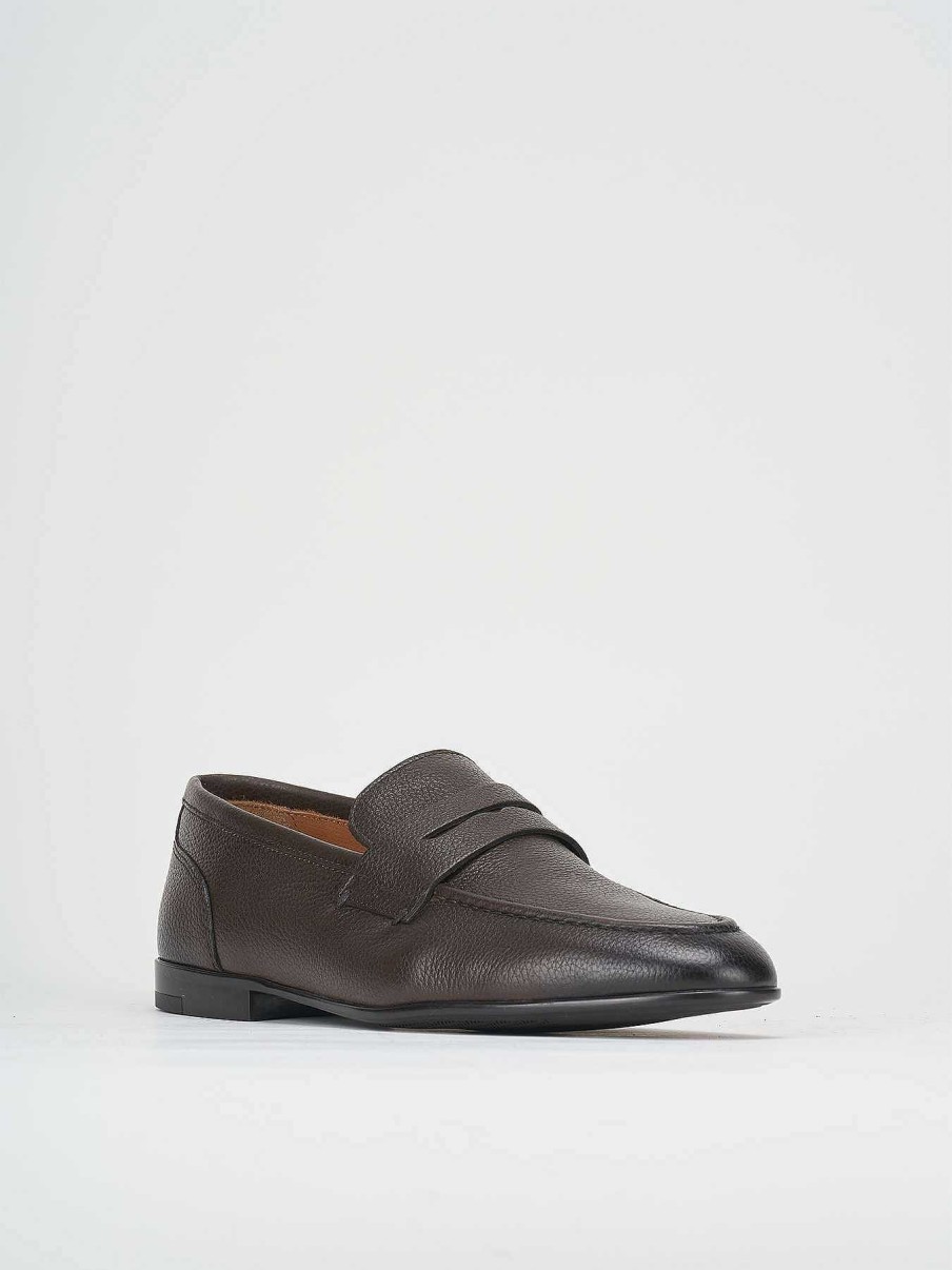 Hombre Barca | Mocasines Tacon 1 Cm Piel Marron Oscuro