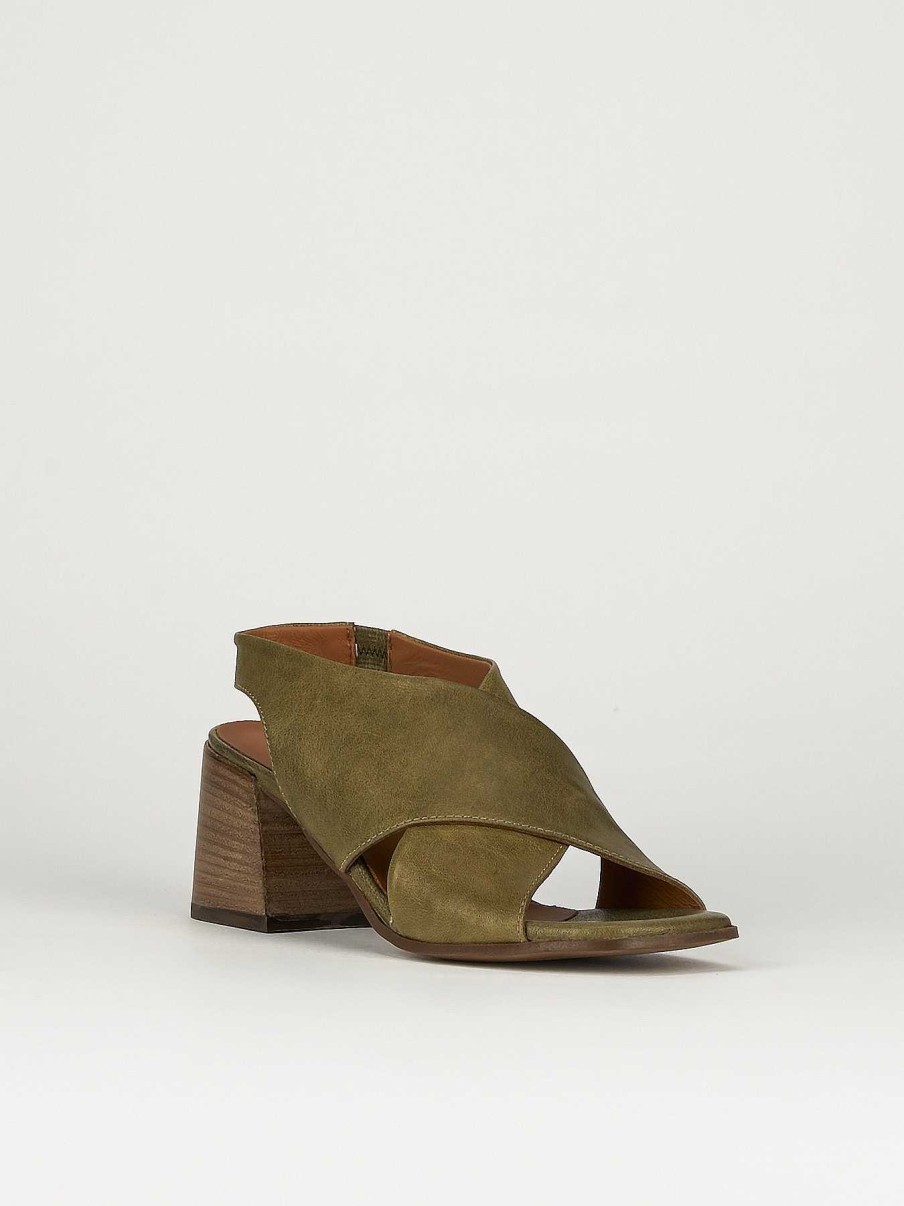 Mujer Barca | Sandalias De Tacon Tacon 7 Cm Piel Verde