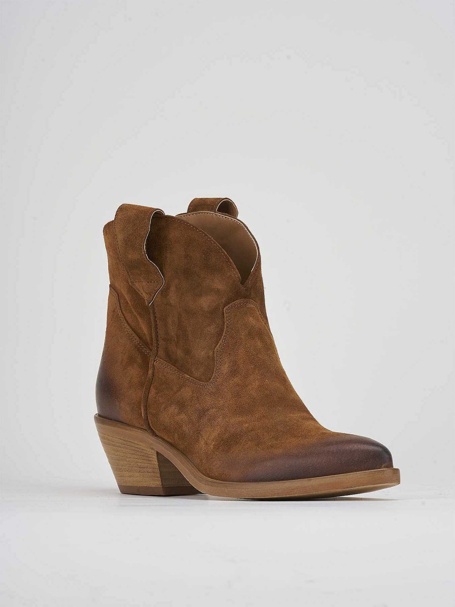 Mujer Barca | Botas Cowboy Tacon 4 Cm Ante Marron