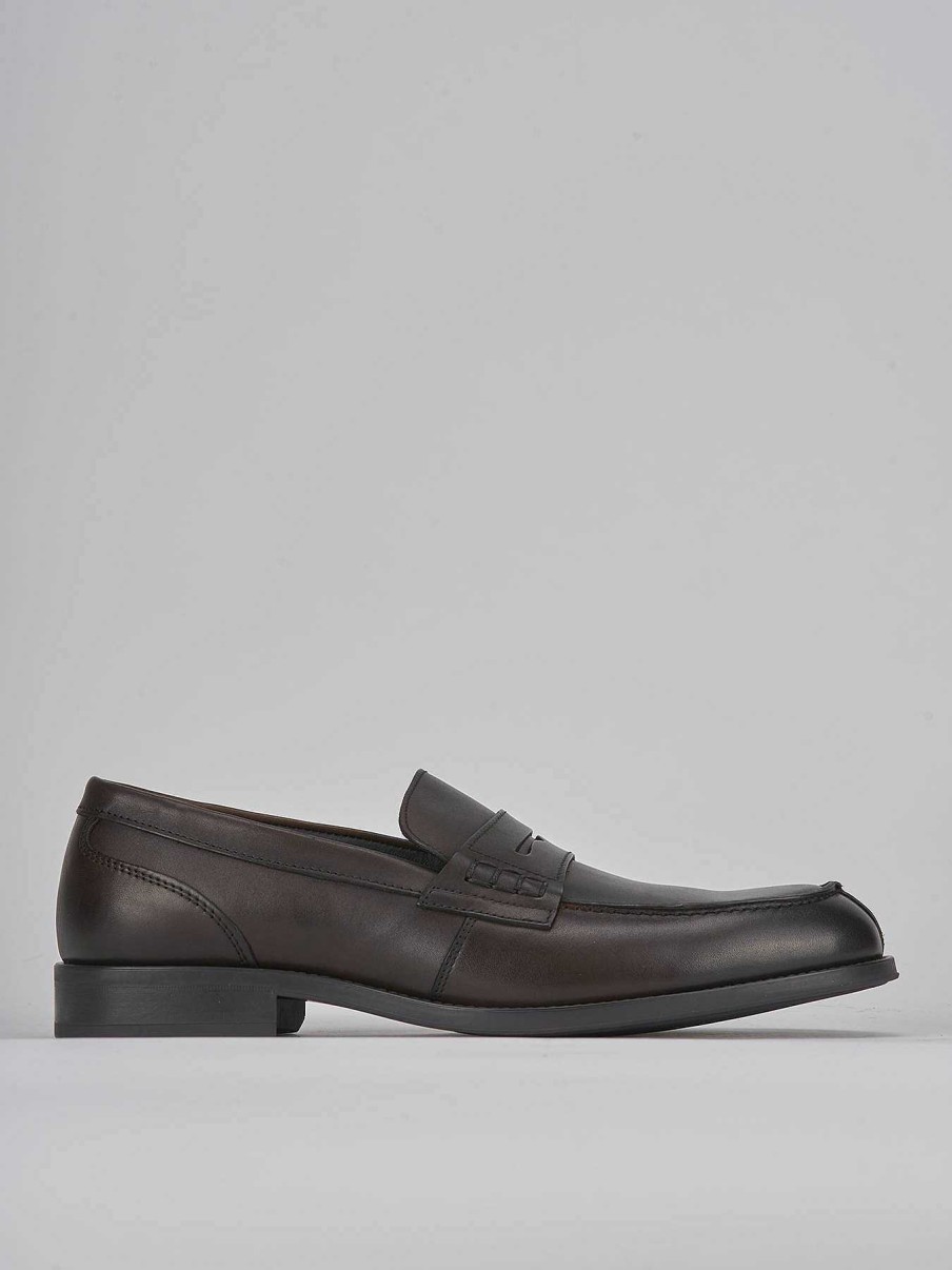 Hombre Barca | Mocasines Piel Marron Oscuro