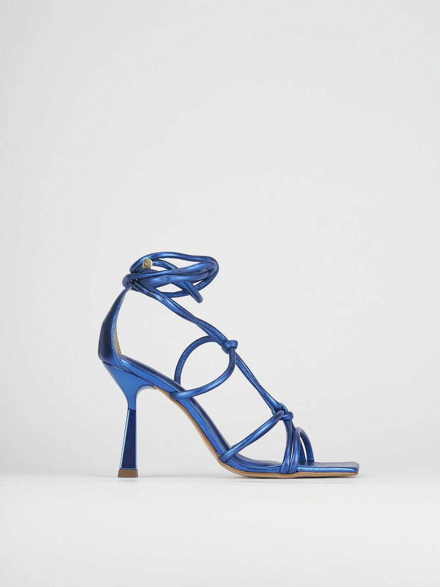 Mujer Barca | Sandalias De Tacon Tacon 10 Cm Piel Azul