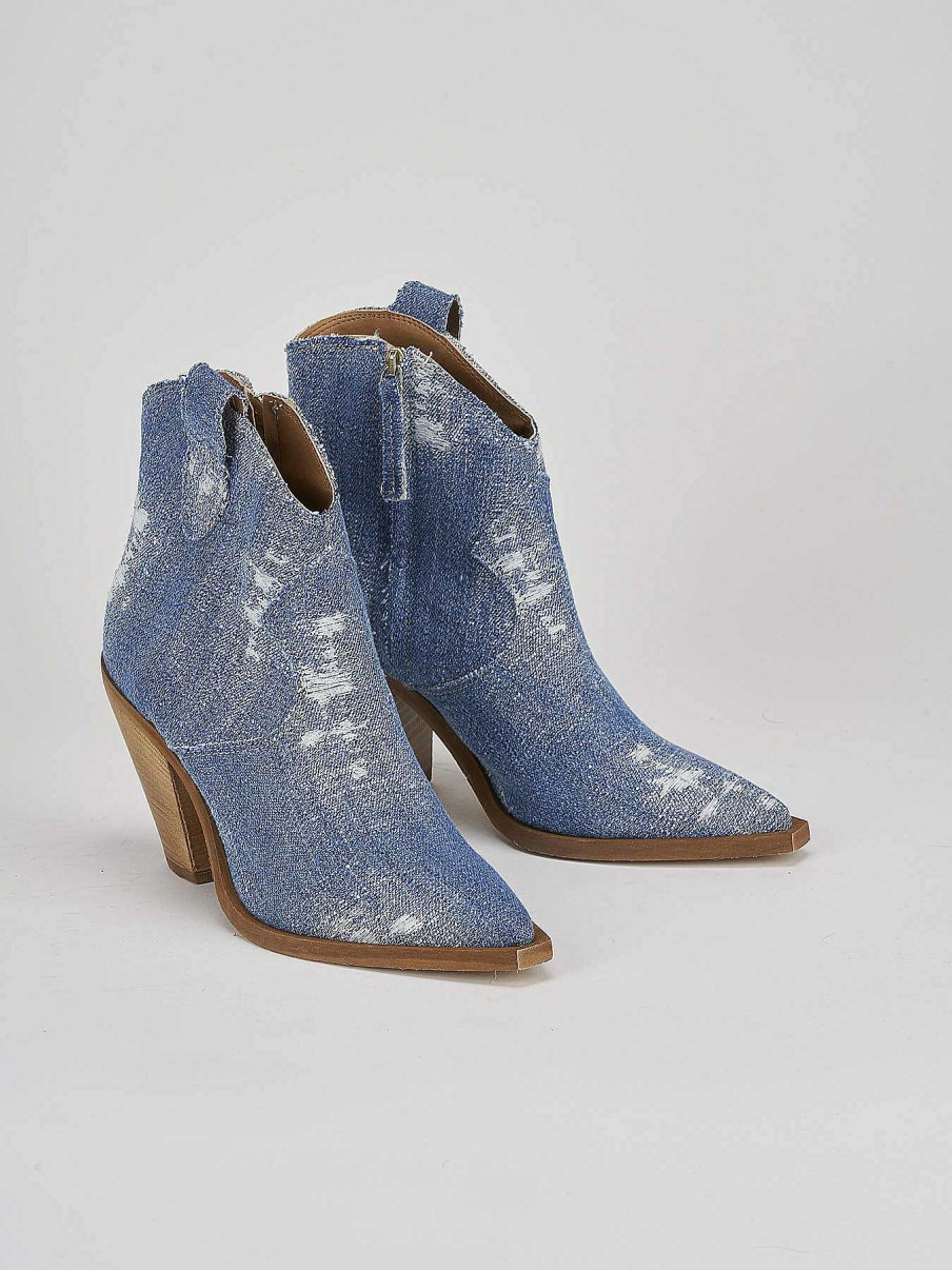 Mujer Barca | Botines Tacon Tacon 7 Cm Tejido Jeans