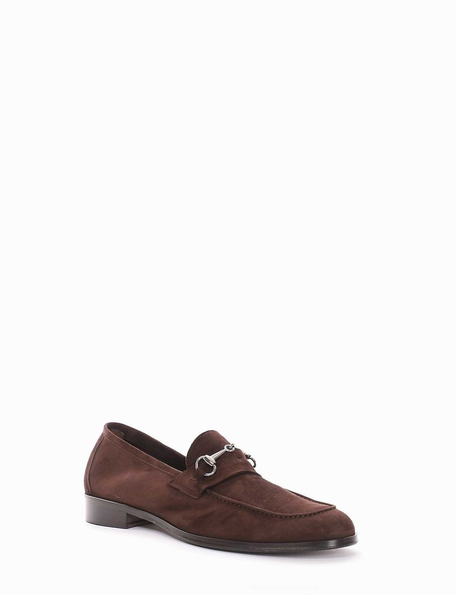 Hombre Barca | Mocasines Tacon 2 Cm Gamuza Marron Oscuro