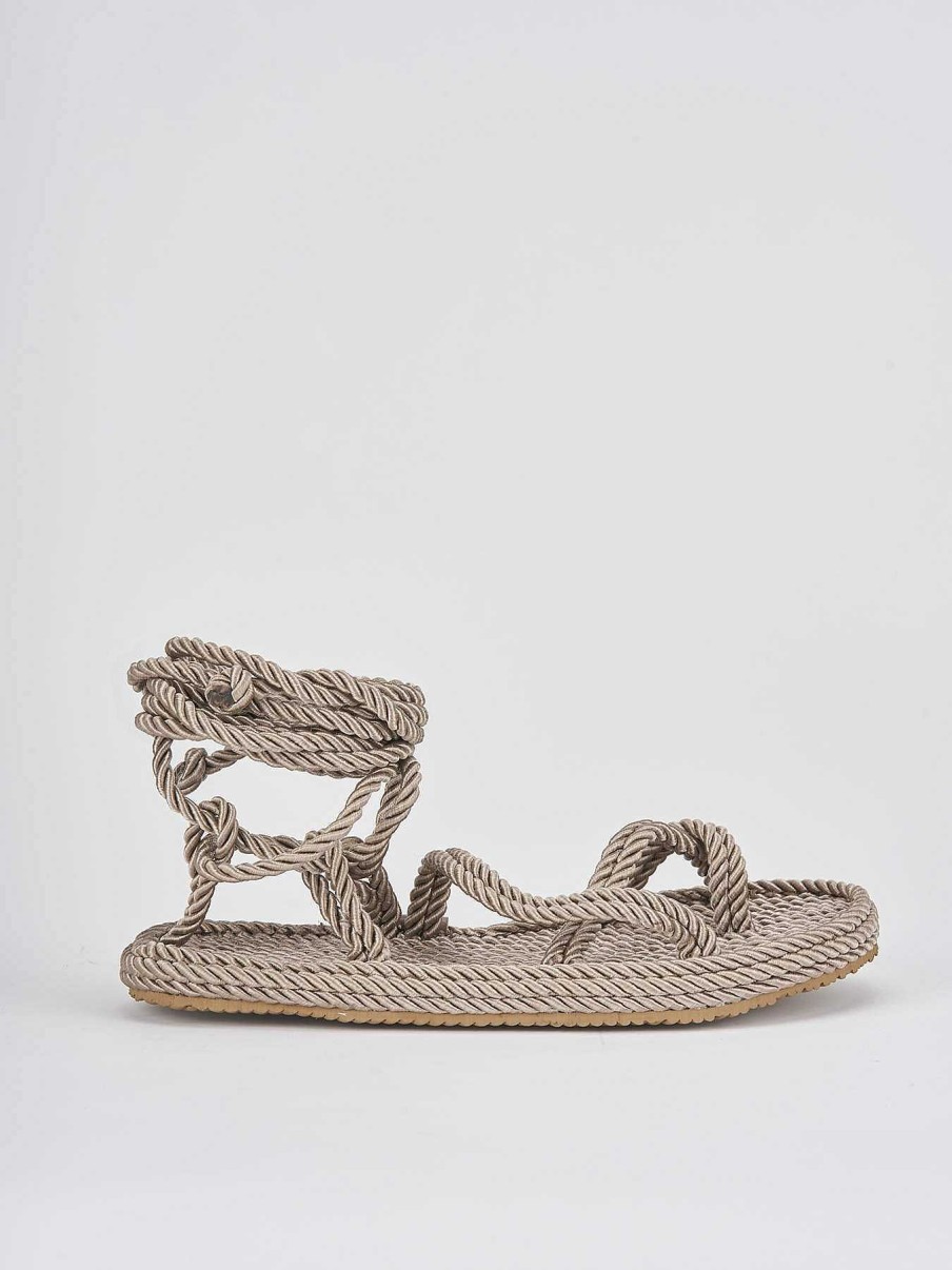 Mujer Barca | Sandalia Tacco 1Cm Tessuto Beige